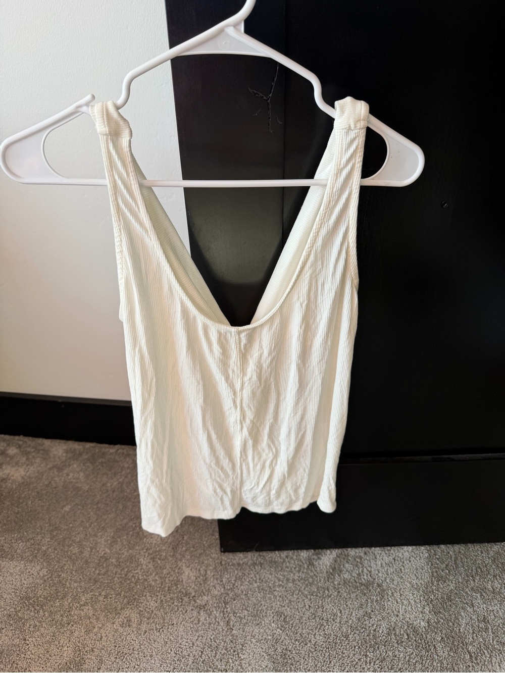 White Crow Ribbed Scoop Neck Tank Top in Off-White